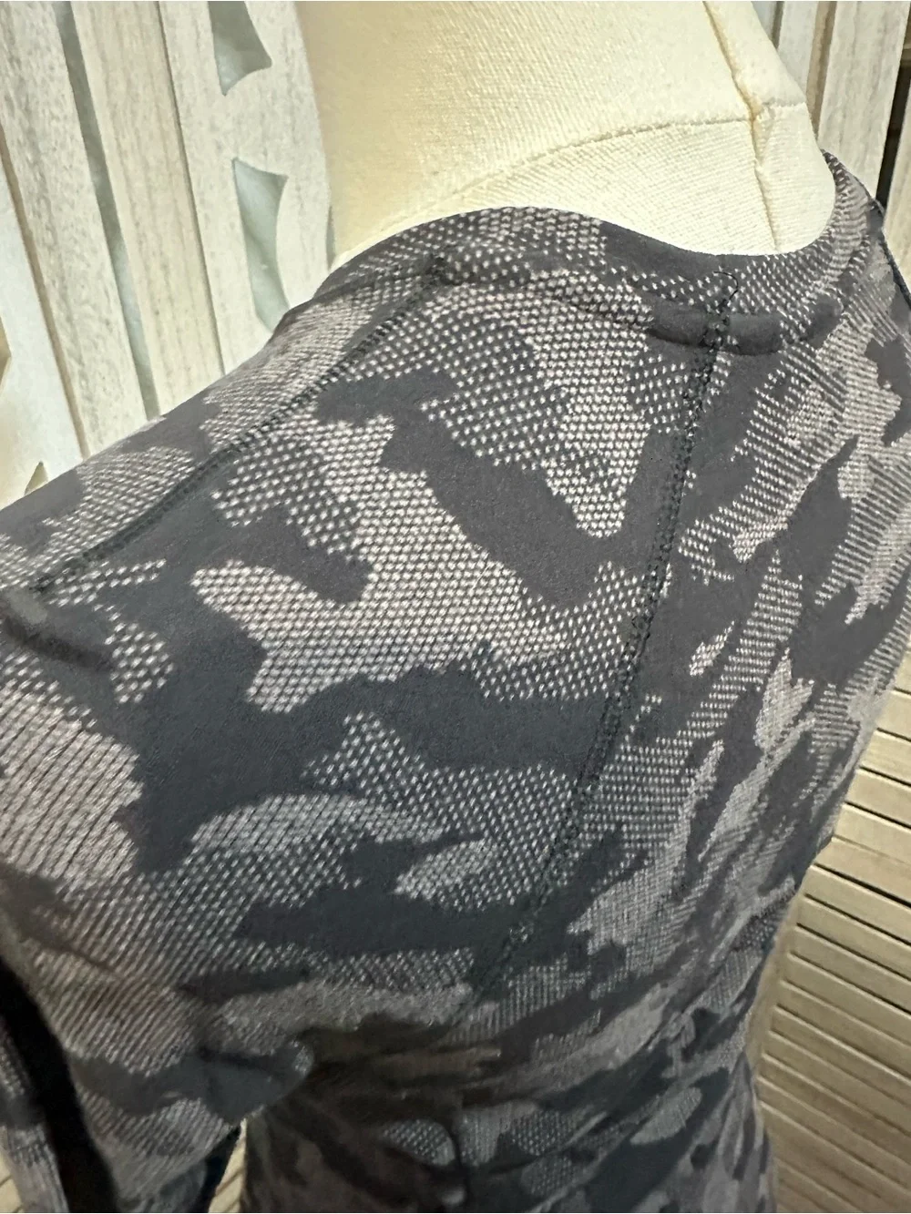 lululemon athletica Black & Gray Camo Long Sleeve Top